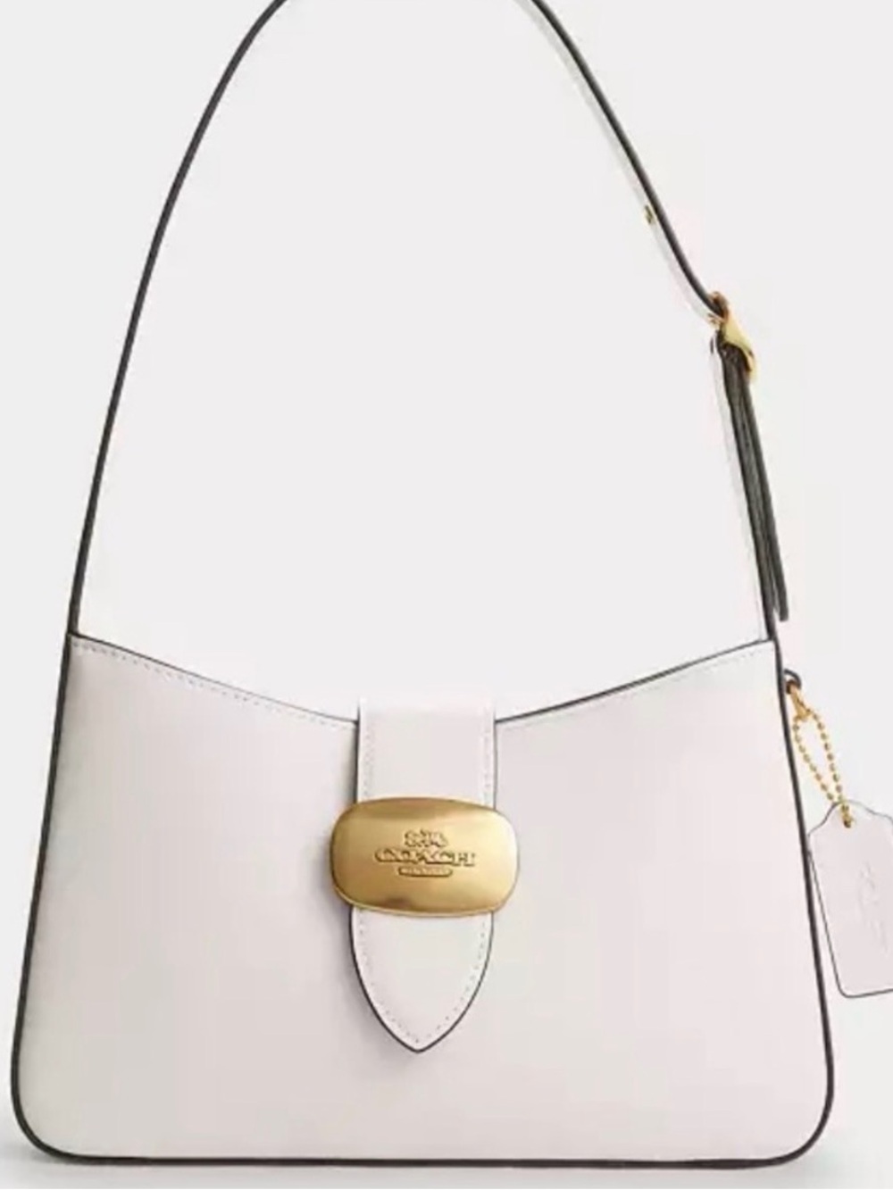 Coach Cream Leather Shoulder Bag with Gold Hardware